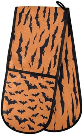 Quteprint Black Bats Halloween Oven Mitts Heat Resistant