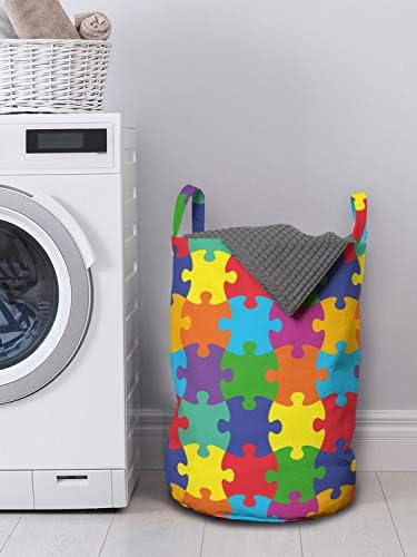 Ambesonne Multicolor Laundry Basket with Handles