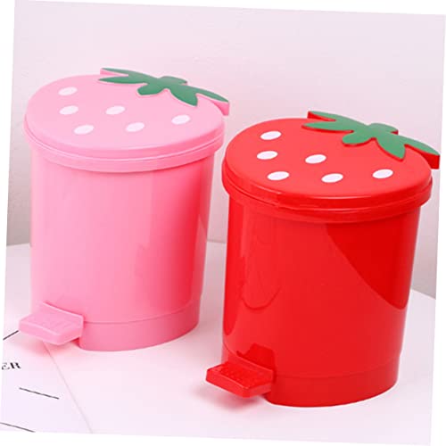 HOOTNEE Cute Strawberry Trash Can with Lid for Desktop and Bedroom 1