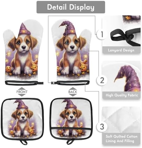 Aglebo Halloween Pumpkins Oven Mitts and Pot Holders Set of 2 1