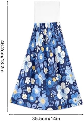 Vnurnrn Hand Towels 2 Pcs Blue Flowers Soft Absorbent