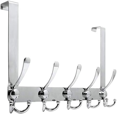 WEBI Over The Door Hook Rack with 5 Tri Hooks - Silver