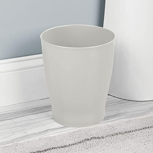 mDesign Round Plastic Wastebasket - 125 Gallon Light Gray