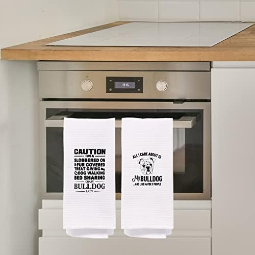 Funny Bulldog Kitchen Towel Set of 4 24x16 Inch
