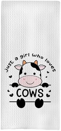 Just A Girl Who Loves Cows Dish Towels - 16x24 Inch Waffle Fabric