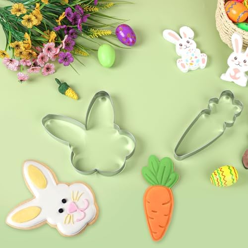 2pcs Extra Large Easter Cookie Cutters with Bunny and Carrot Shapes