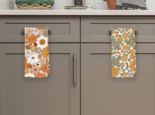 QODUNG Retro Floral Bath Towels Dishcloths Set of 2
