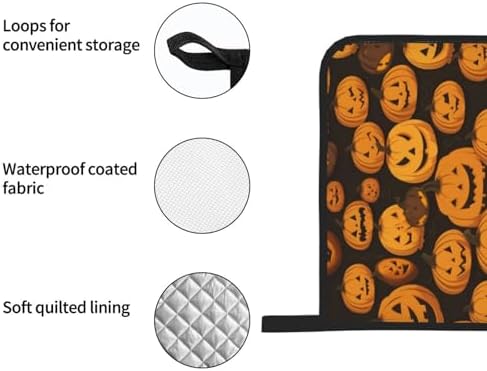 Halloween Pumpkin Oven Mitts and Pot Holders Set of 4 1