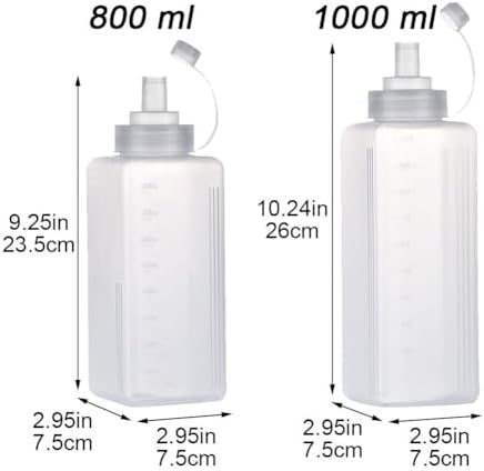 2 Pcs Plastic Squeeze Bottles for Condiments Sauce Oil Vinegar Storage
