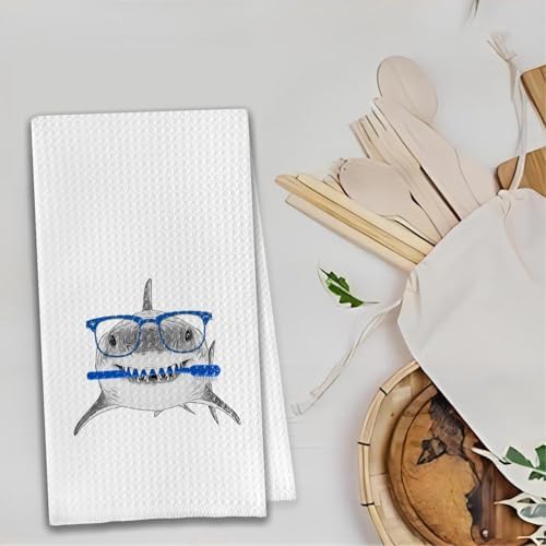 Funny Shark Hand Towels 16x24 Bathroom Decor
