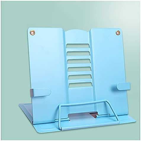 Adjustable Metal Cookbook Stand Holder with 6 Notches - Blue
