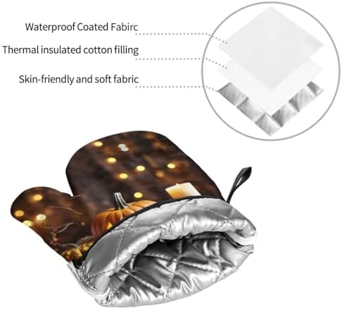 Halloween Pumpkin Print Oven Mitts 4pcs Set
