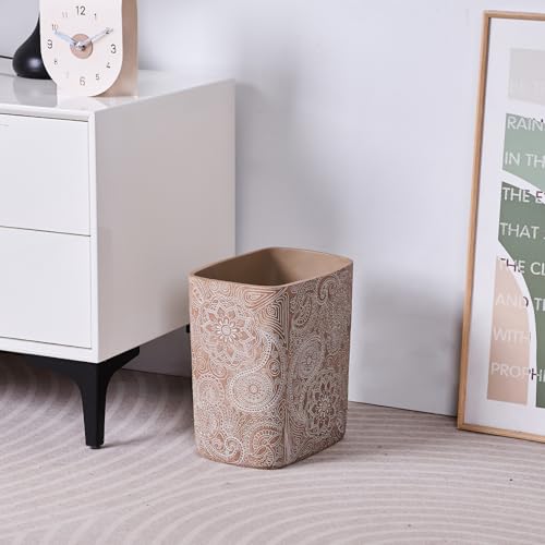 Polytree Boho Flowers Wastebasket 18 Gallon Retro Brown