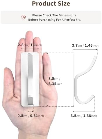 Matte White Curved Double Hooks - 4 Pack Self Adhesive Coating Hangers