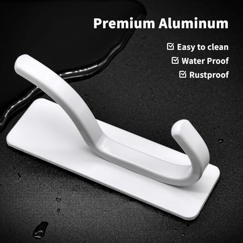 Matte White Curved Double Hooks - 4 Pack Self Adhesive Coating Hangers