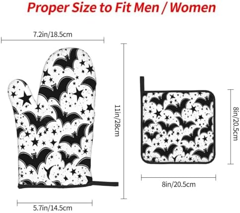 Beubebim Bat Print Oven Mitts Set of 3