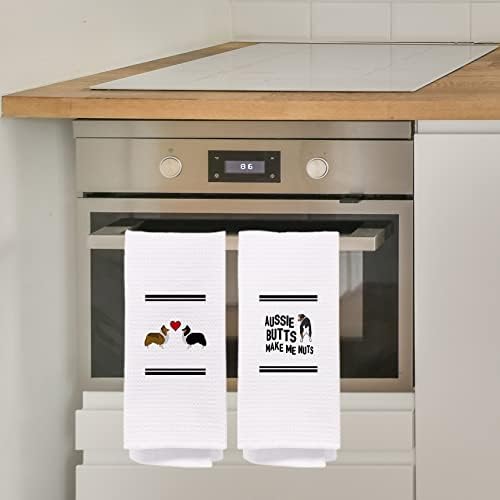 NEGIGA Funny Aussie Dogs Bath Dish Towels Set of 2 24x16 Inch
