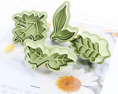 4Pcs Leaf Plunger Fondant Cutters for Baking and Decor