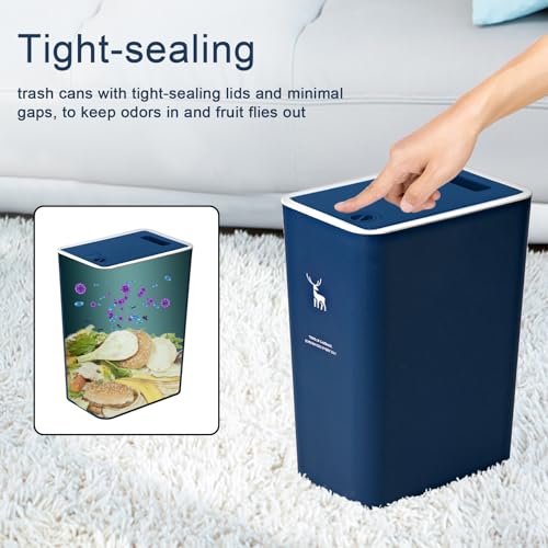 XPIY 2 Pack 4 Gallon Kitchen Trash Cans with Press Top Lid