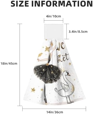 OSAM SPACE Ballerina Girl Theme Dish Towel with Loop