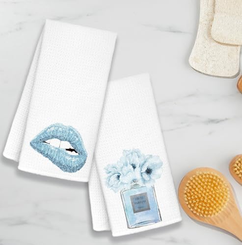 Light Blue Decorative Towels Set of 2 16x39 Inch