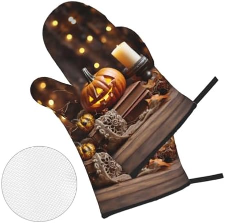 Halloween Pumpkin Print Oven Mitts 4pcs Set