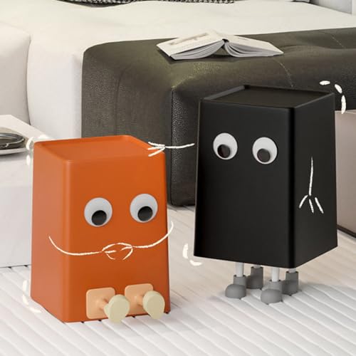 leasote Cartoon Trash Bin for Kids Bathroom Kitchen Office Orange L