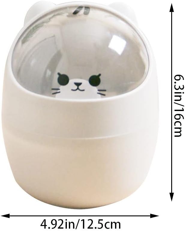 Cute Desktop Trash Can with Flip Lid for Kids