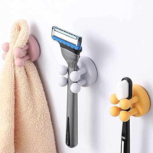 Defrko 6Pcs Silicone Wall Hooks - Multi-Function Organizer for Bathroom Kitchen Office