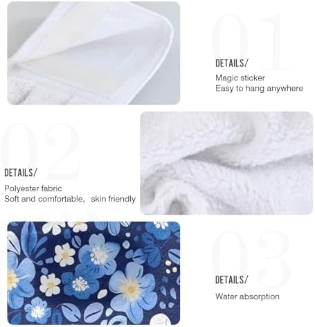 Vnurnrn Hand Towels 2 Pcs Blue Flowers Soft Absorbent
