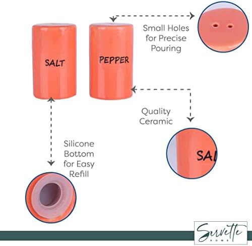 Orange Salt Pepper Shakers Ceramic Set
