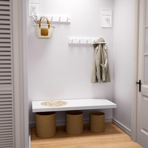 SKOLOO White Bamboo Wall Coat Rack with 5 Pegs 1
