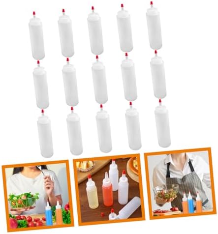 BESTOYARD 15 Piece Condiment Squeeze Bottles 2oz Wide Mouth ABS Plastic