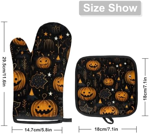 Aglebo Halloween Oven Mitts and Pot Holders Set of 2 1