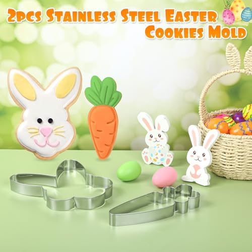 2pcs Extra Large Easter Cookie Cutters with Bunny and Carrot Shapes