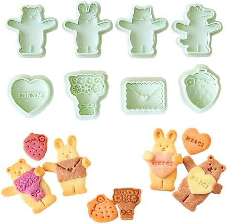 8 Pack Cuddly Huggy Animal Cookie Cutters Set