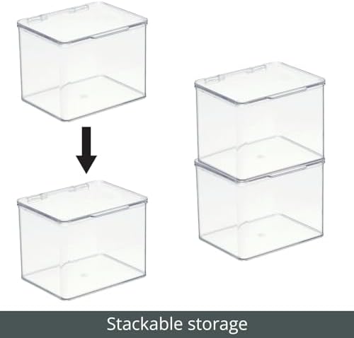 mDesign Clear Storage Boxes with Hinged Lid 8 Pack