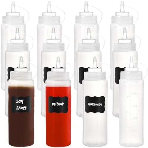 Kingrol 12 Pk Plastic Squeeze Bottles 16 oz