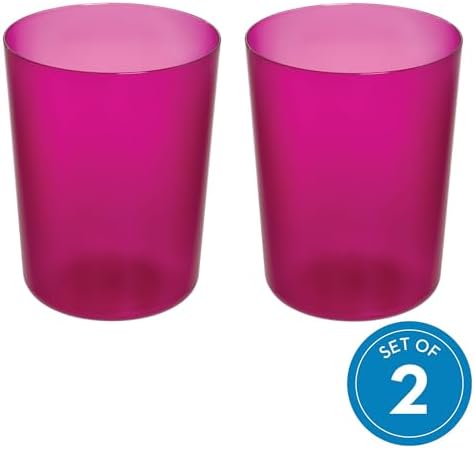 iDesign Small Round Plastic Trash Can Set of 2 - Magenta Pink