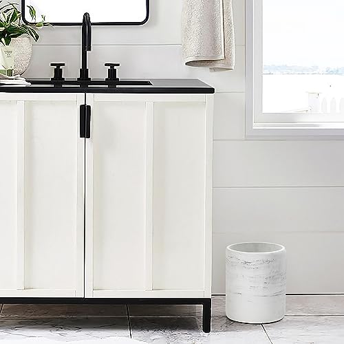 QL DESIGN Marble Style Round Waste Basket White