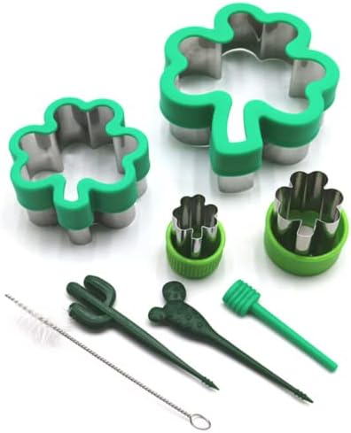Crethinkaty Shamrock Shape Sandwich Cutters 8PCS Mini Cookie Stamps Mold for Easter