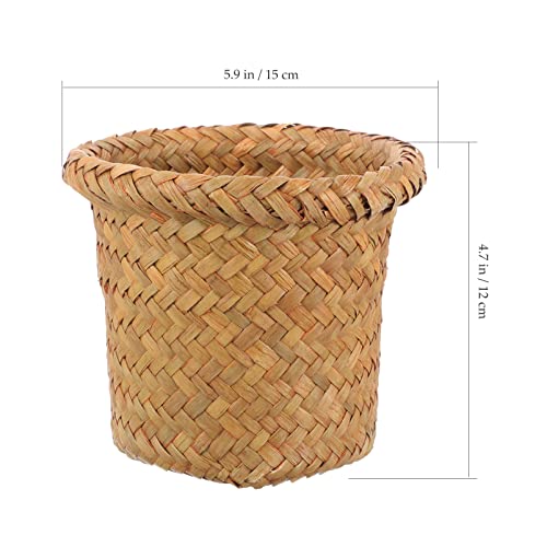 Operitacx Multi-Function Woven Trash Basket for Home and Bathroom
