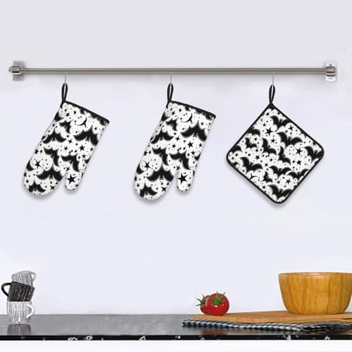 Beubebim Bat Print Oven Mitts Set of 3