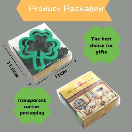 Crethinkaty Shamrock Shape Sandwich Cutters 8PCS Mini Cookie Stamps Mold for Easter