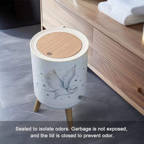 Cute Baby Owl Trash Can with Lid 7L 1