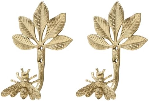 Soffee Design Gold Bee Leaf Wall Hooks Set of 2