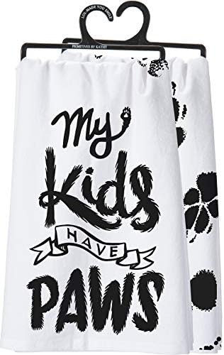 Primitives by Kathy Kitchen Towel Set of 2 Cat Mom Kids Have Paws