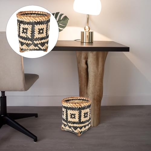 MAGICLULU 8 Inch Bamboo Wicker Trash Can Boho Decor
