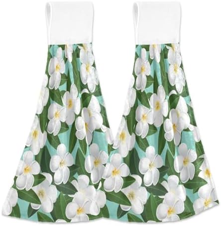 OTVEE Plumeria Flowers Pattern Dish Towels 2 Pieces