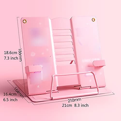 Adjustable Metal Cookbook Stand Holder with 6 Notches - Blue